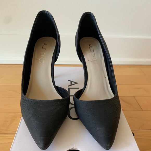 Black Crocodile Kitten ALDO Heels - Size 8.5 - Picture 7 of 7